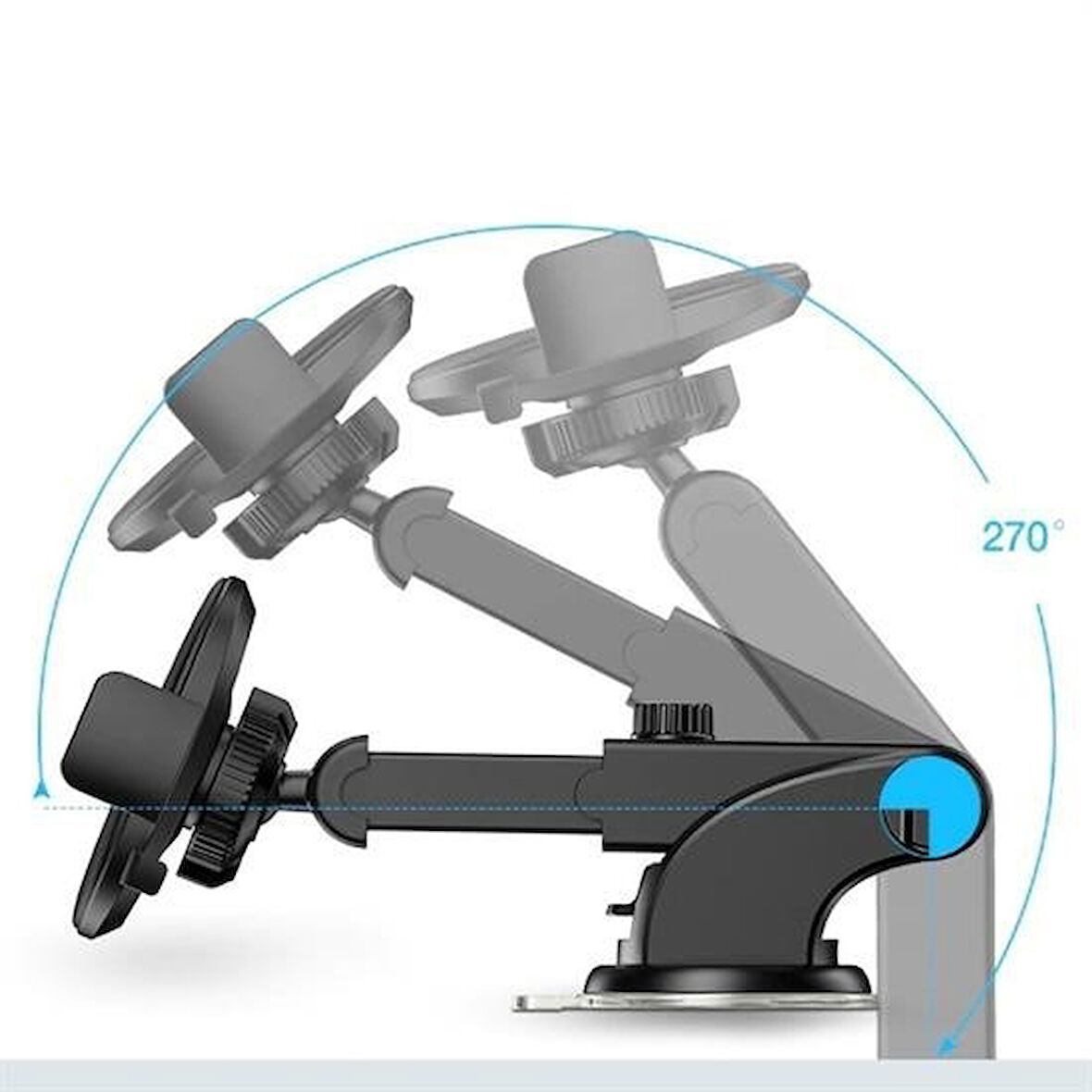 Büro Ev Ofis Arabası için Araç İçi 360 Dönen Uzunluk Ayarlı Torpido Vantuz Oto Telefon Tutucu