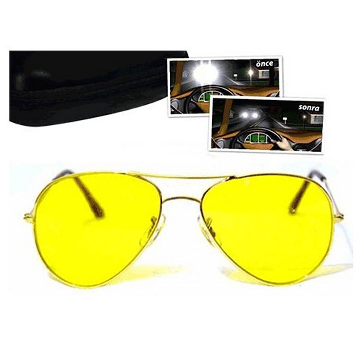 Büro Ev Ofis Arabası için Araç İçi Damla Metal Çerçeve AntiFar Oto Gece Sürüş Gözlüğü