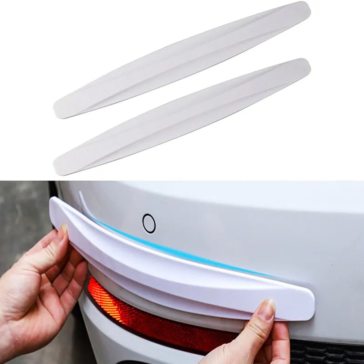 Büro Ev Ofis Arabası için 2ADET 40x5,2CM Beyaz Araç Dışı Esnek Oto Tampon Çarpma Koruma Seti