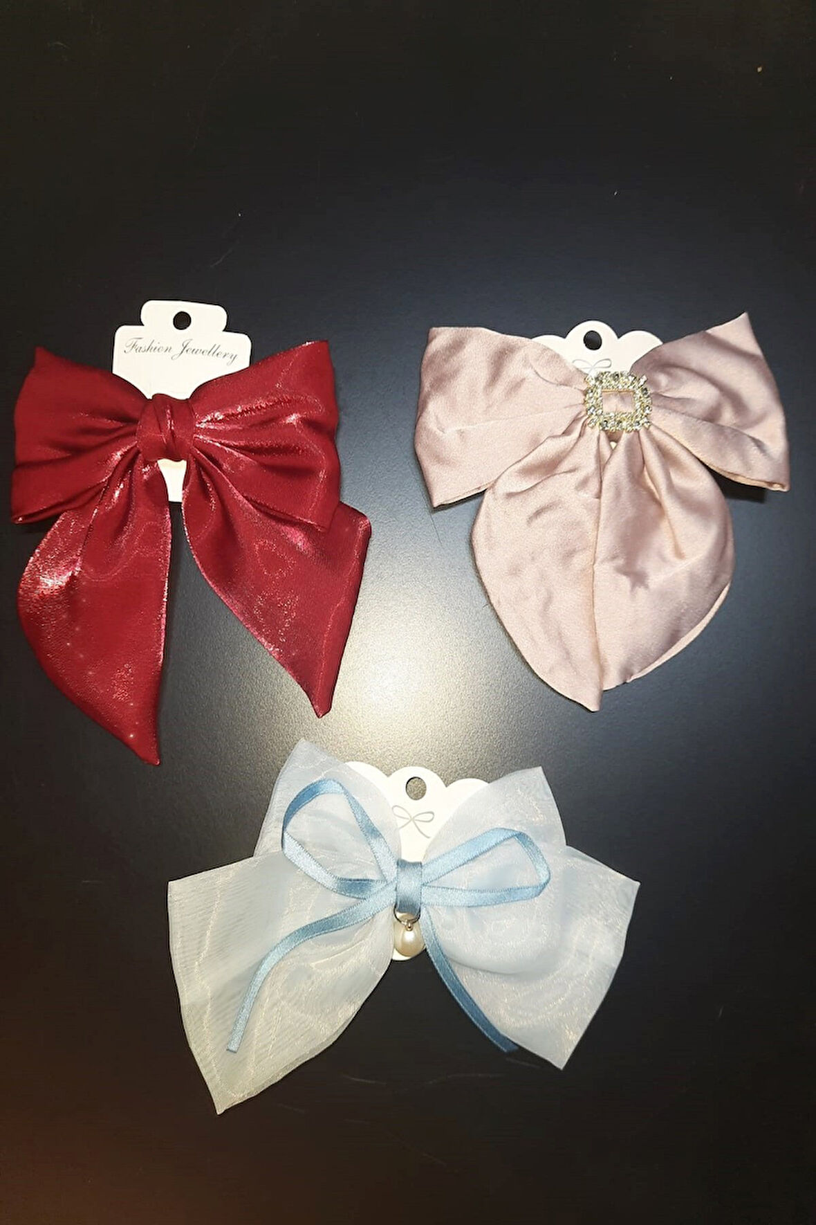 Büro Ev Ofis Kadını için Hediyelik Tekli Renkli Şık Kurdele Otomatik Fiyonk Kumaş Saç Tokası