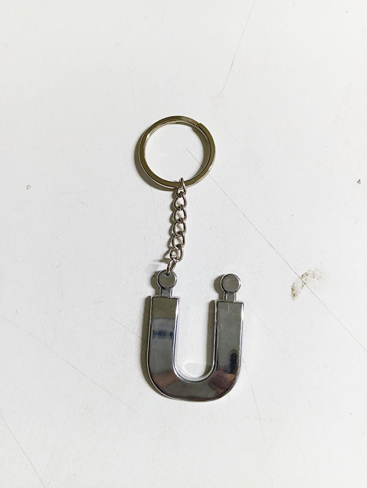 Büro Ev Ofis Hediyesi için Ü-HARF Plastik Krom Kaplama Plastik Çanta Süsü Anahtarlık