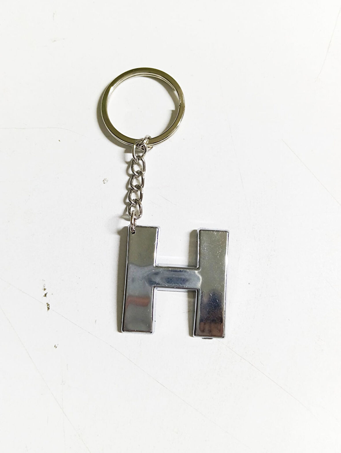 Büro Ev Ofis Hediyesi için H-HARF Plastik Krom Kaplama Plastik Çanta Süsü Anahtarlık