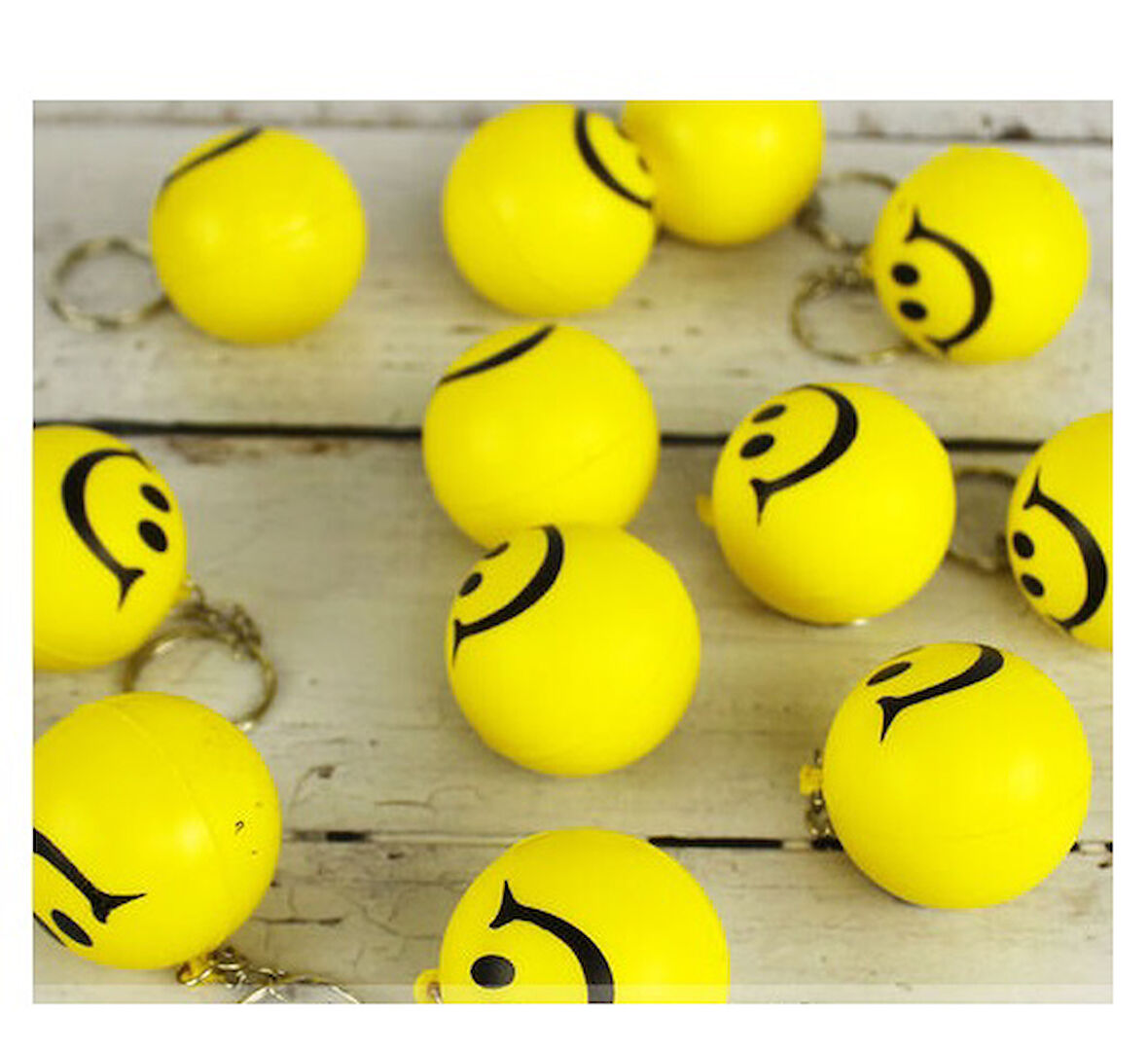 Büro Ev Ofis Hediyesi için Gülen Yüz Stres Topu Tasarımlı Anahtarlık