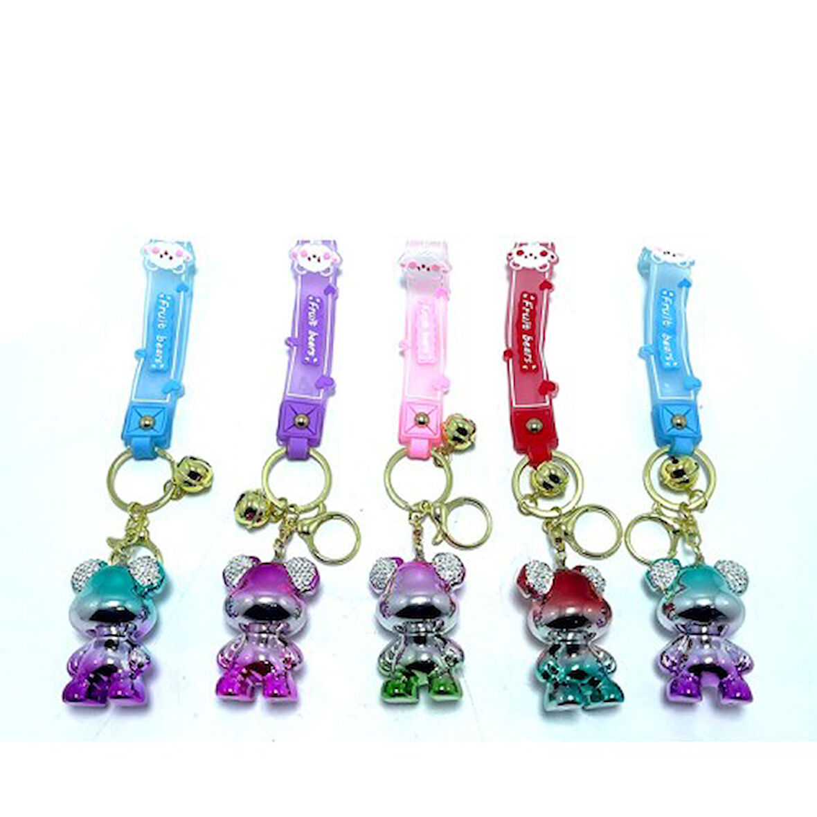 Büro Ev Ofis Hediyesi için Taşlı Ayıcık Silikon Yapım Anahtarlık