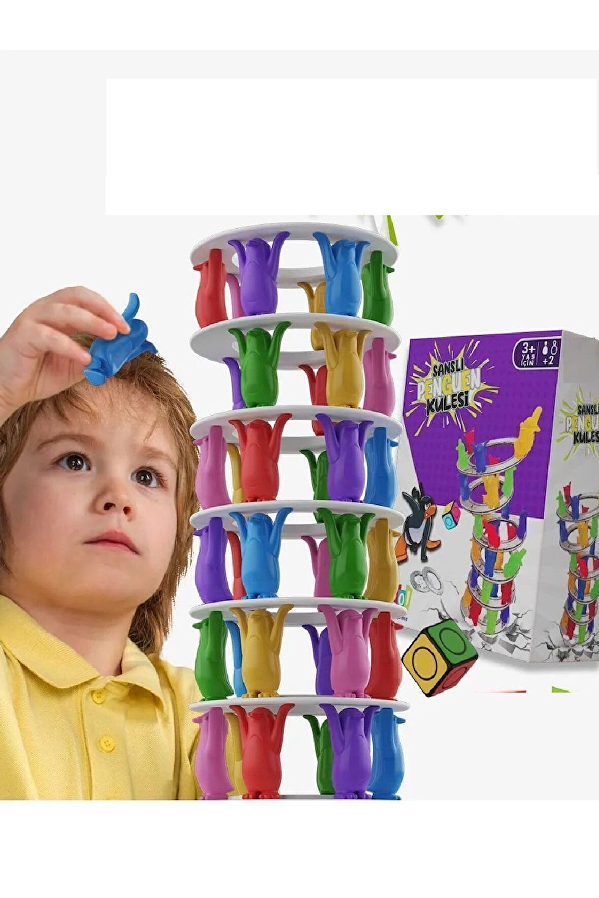 Büro Ev Ofis Oyuncak Hediyesi için Eğitici Şanslı Penguen Kulesi Denge Aktivite Oyunu