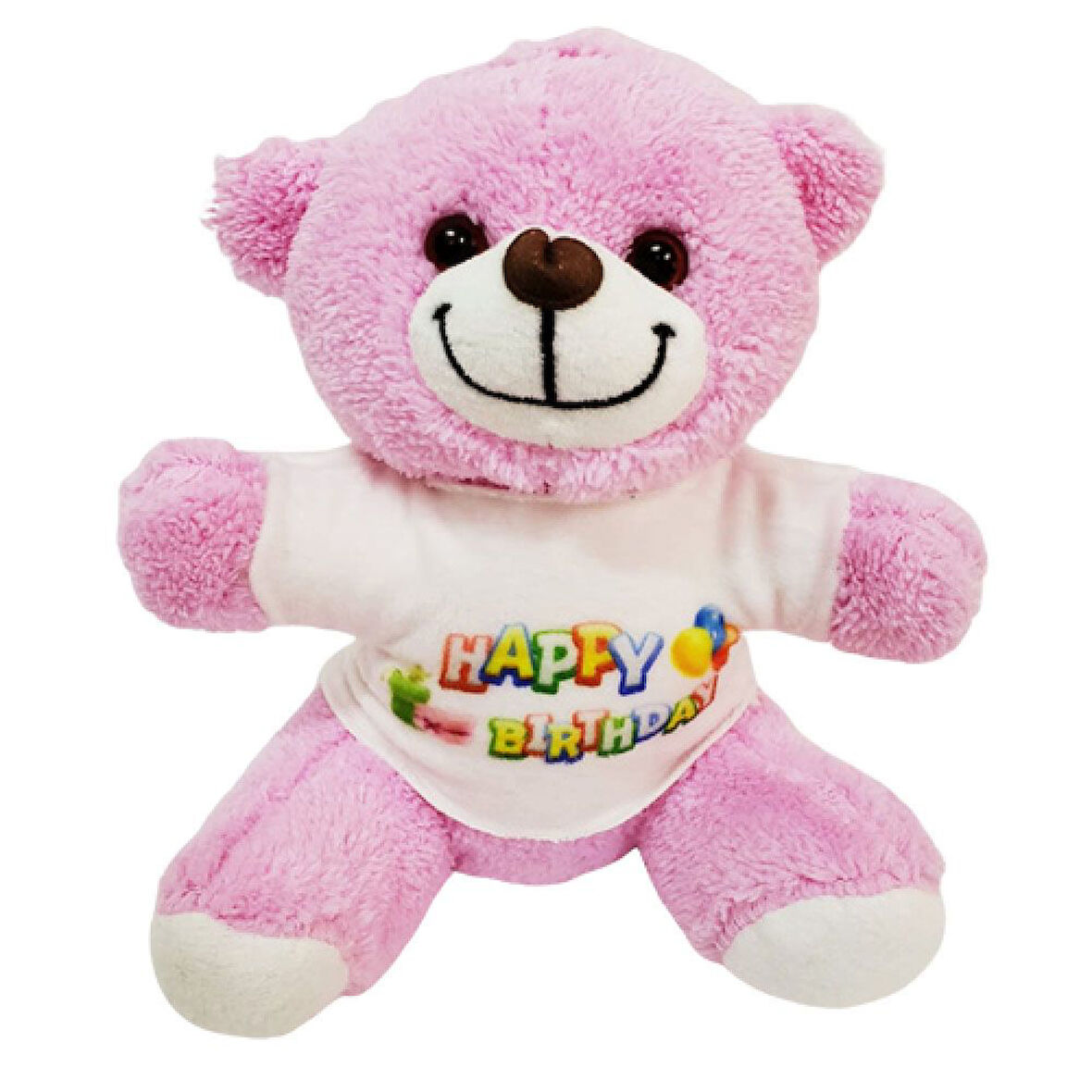 Büro Ev Ofis Oyuncak Hediyesi için Peluş Happy Birthday Tişörtlü Ayıcık