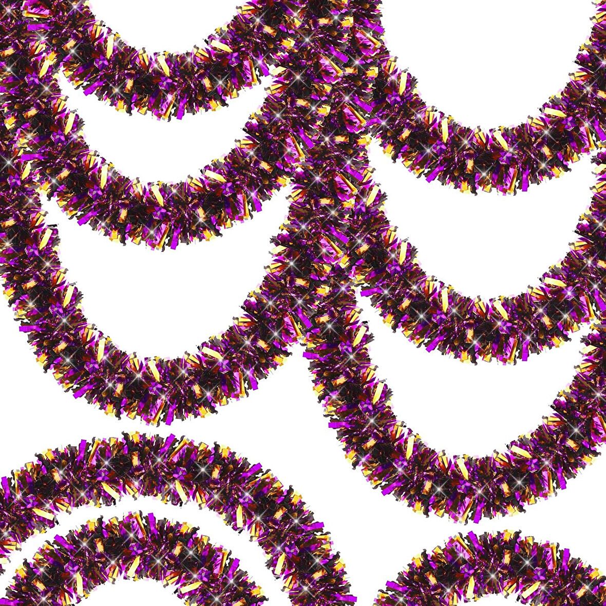 Büro Ev Ofis Etkinik Süsleri için 4x190CM Mor Turuncu Garland Çift Renk Sim Süs