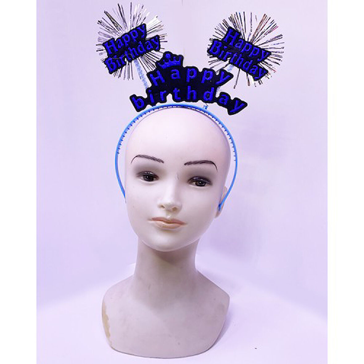 Büro Ev Ofis Etkinlik Gösteri Doğum Günü Kostüm Tacı için Mavi Happy Birthday Neon Taç