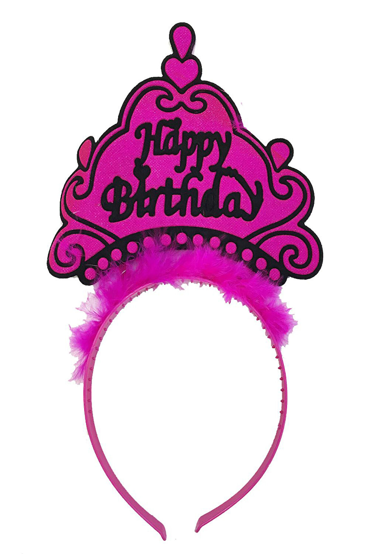 Büro Ev Ofis Etkinlik Gösteri Kostüm Tacı için 24x15CM Fuşya Happy Birthday Neon Taç