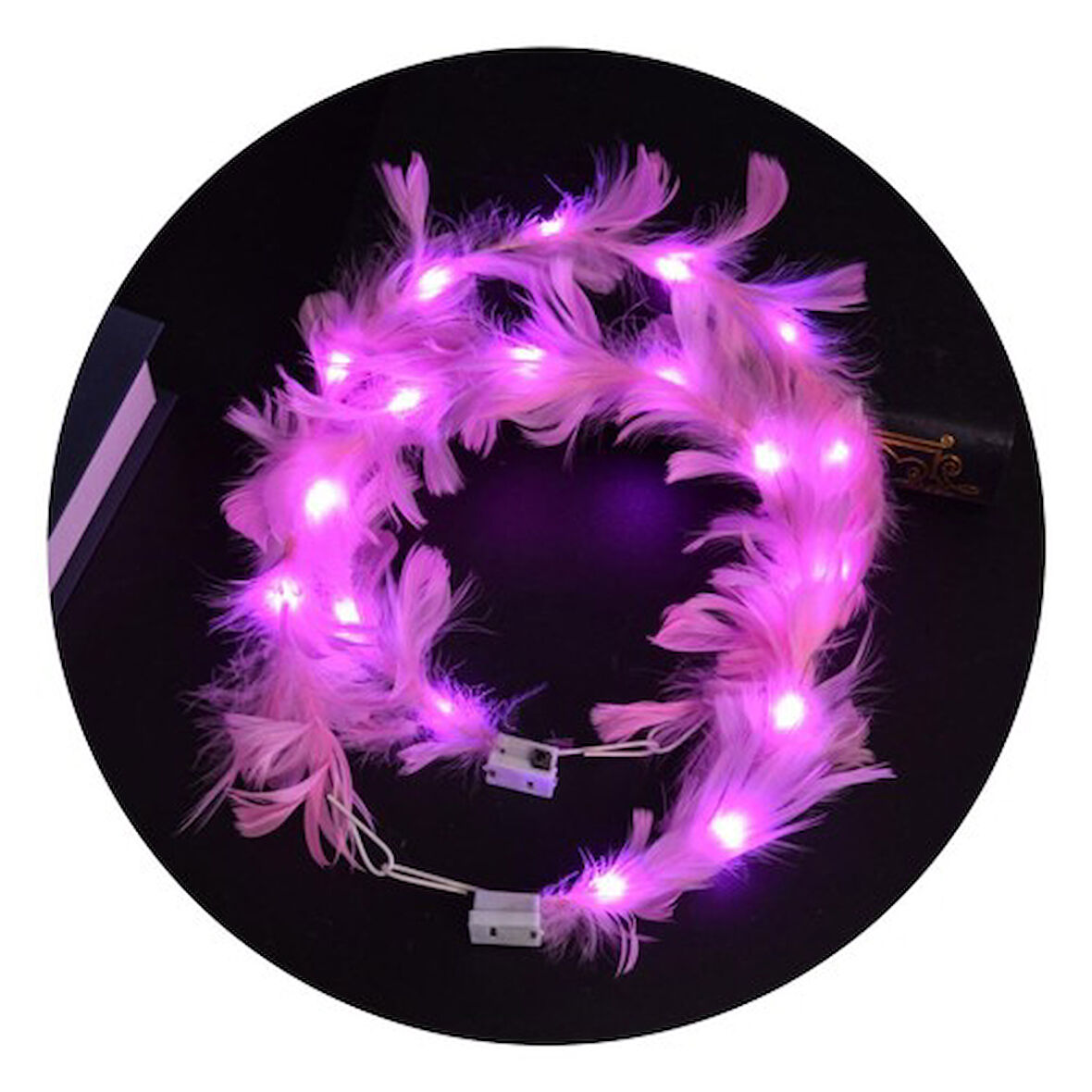 Büro Ev Ofis Etkinlik Gösteri Kostüm Tacı için 3MOD RGB Led Işıklı Otrişli Pembe Taç