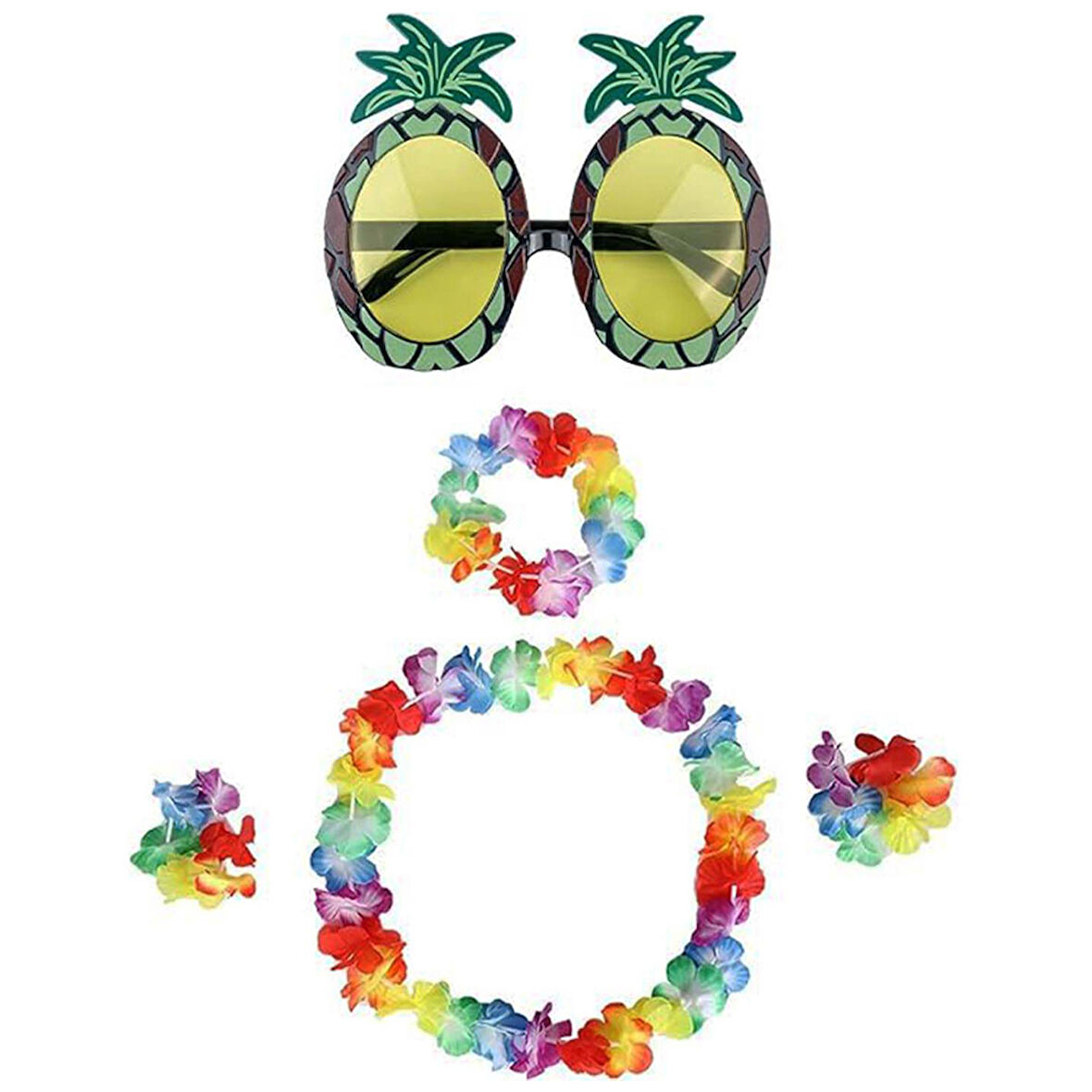 Büro Ev Ofis Etkinlik Gösteri Hawaii Kostümü için Ananas Stil Gözlük Taç Kolye Bileklik Seti