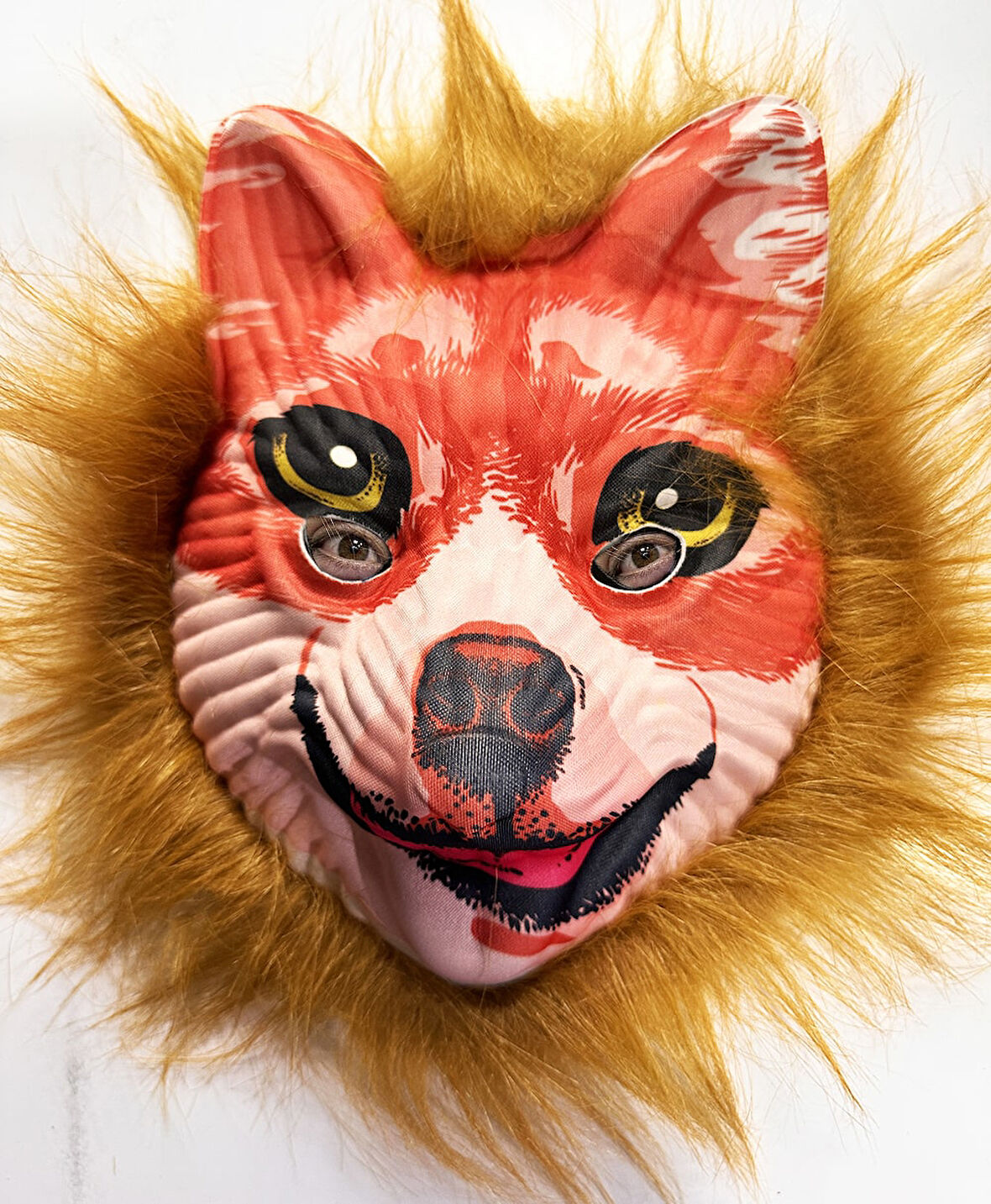 Büro Ev Ofis Etkinlik Gösteri Kostümü için Kahve Saçlı Maga Peluş Tilki Maskesi