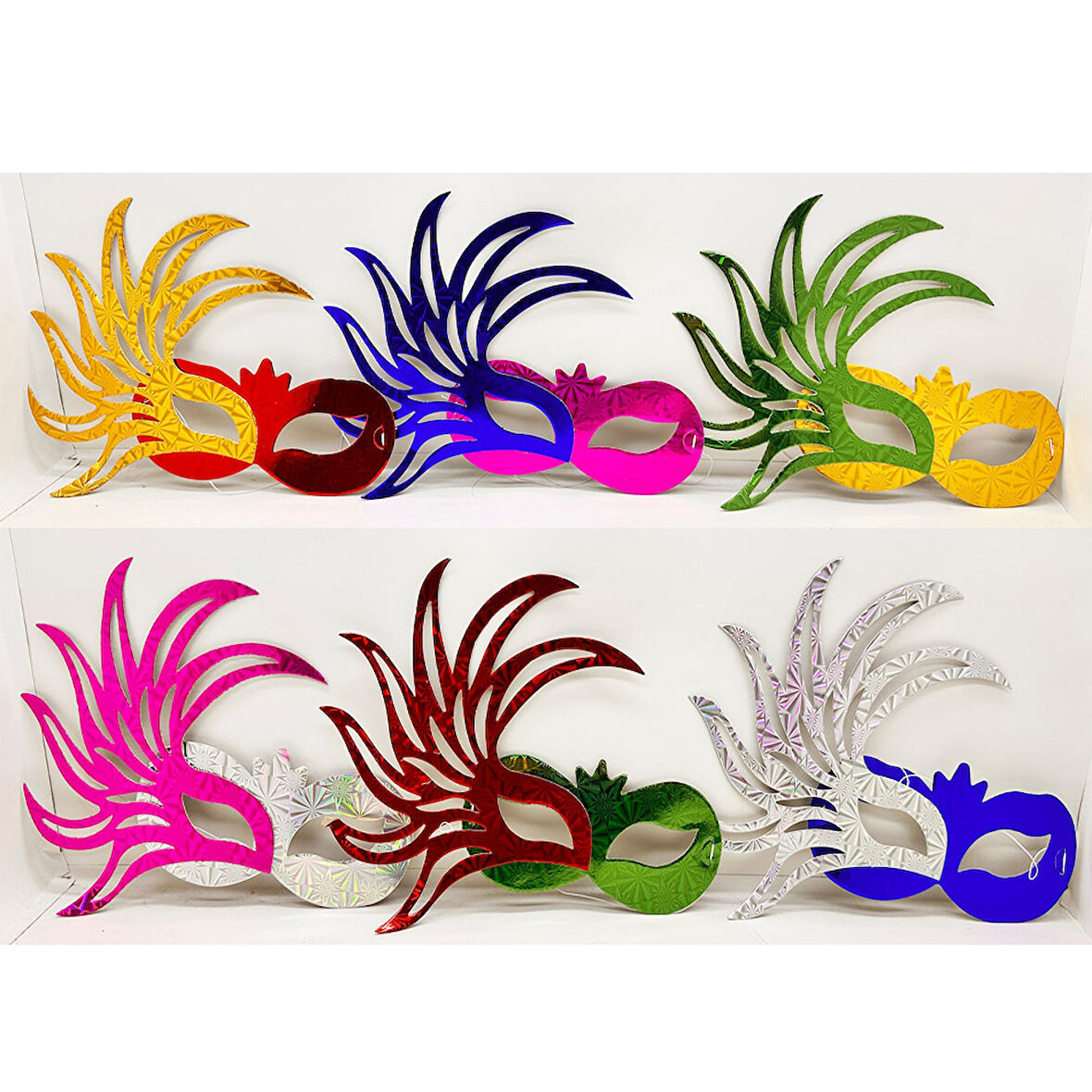 Büro Ev Ofis Etkinlik Gösteri Balo Kostümü için 6ADET Renkli Kağıt Maske Seti
