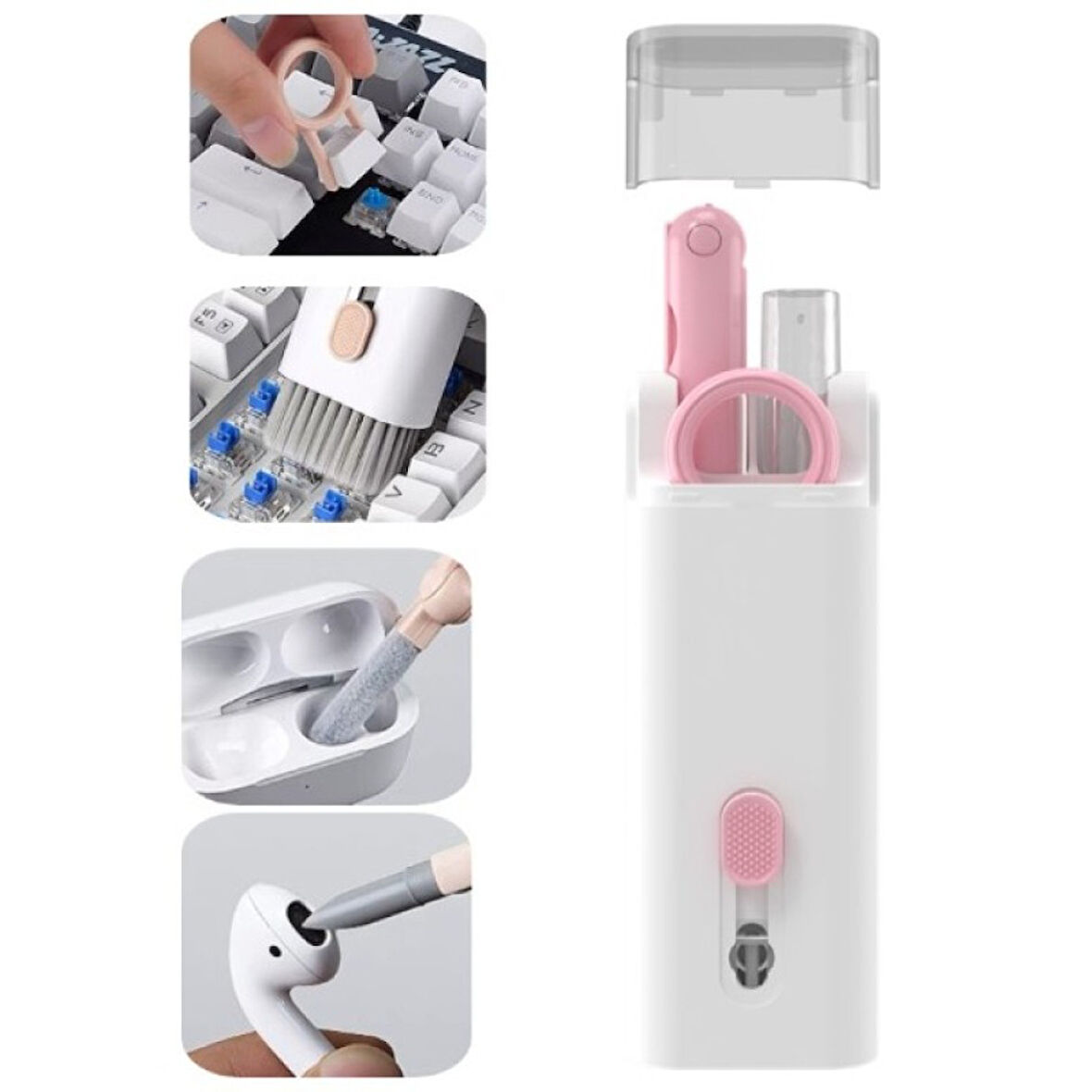 Büro Ev Ofis Temizliği için 7 Özellikli Airpods Klavye Ekran Kulaklik Detay Kiti