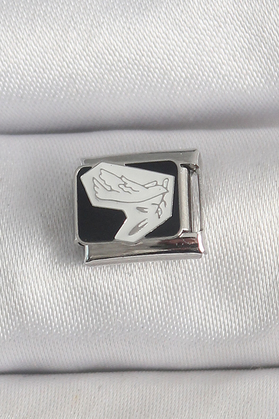 Zarif Kadın için Silver Çelik Siyah Beyaz Kuş İşli Bakla Bileklik