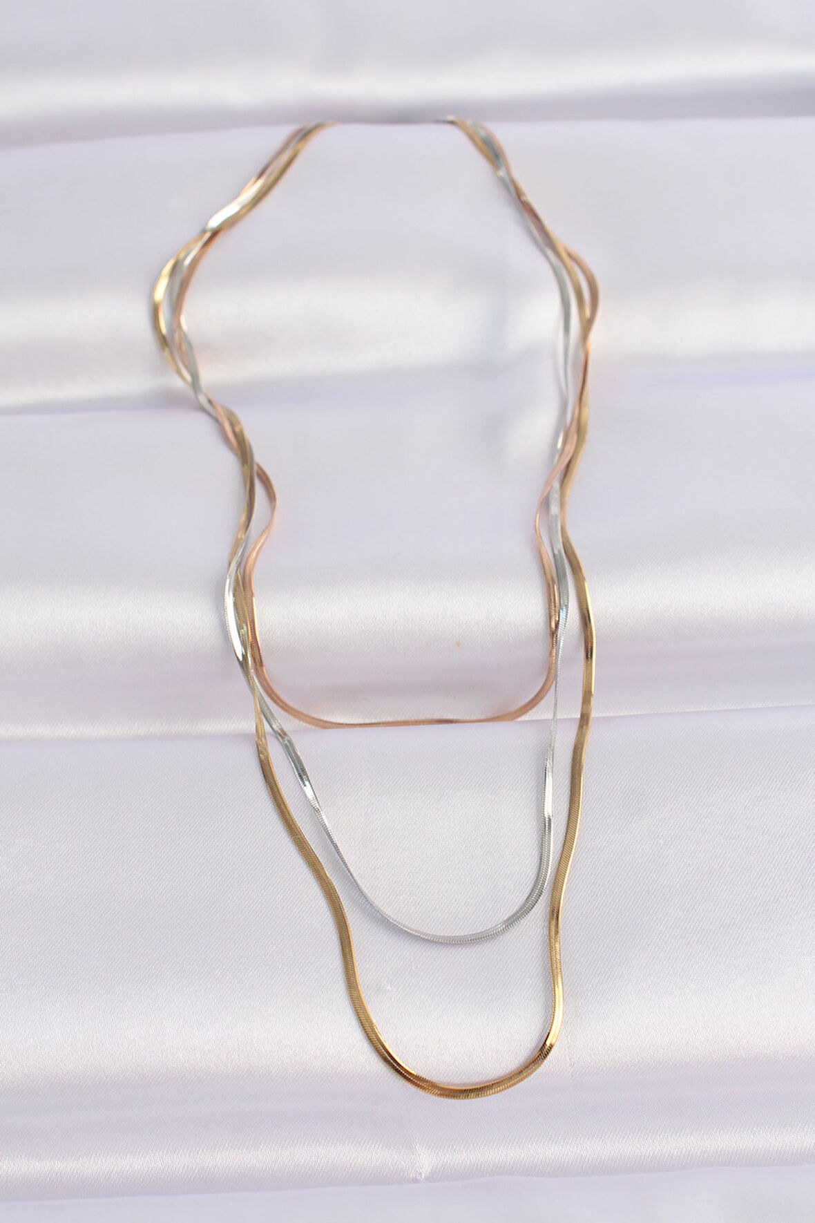 Zarif Kadın için Alaca Çelik İtalyan Zincir Çoklu Kolye