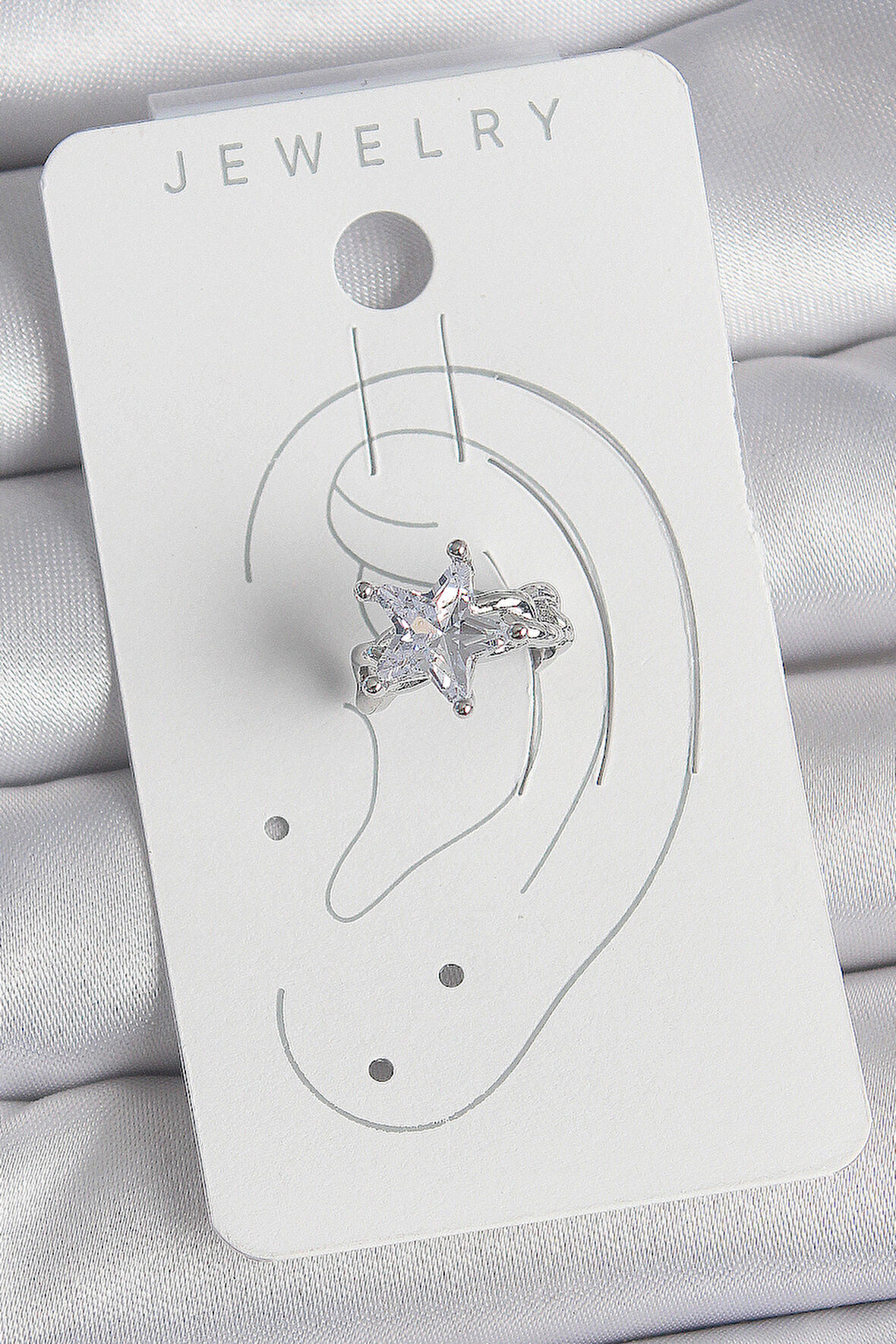 Zarif Kadın için Silver Pirinç Zirkonlu Yıldız Stil Kıkırdak Küpe