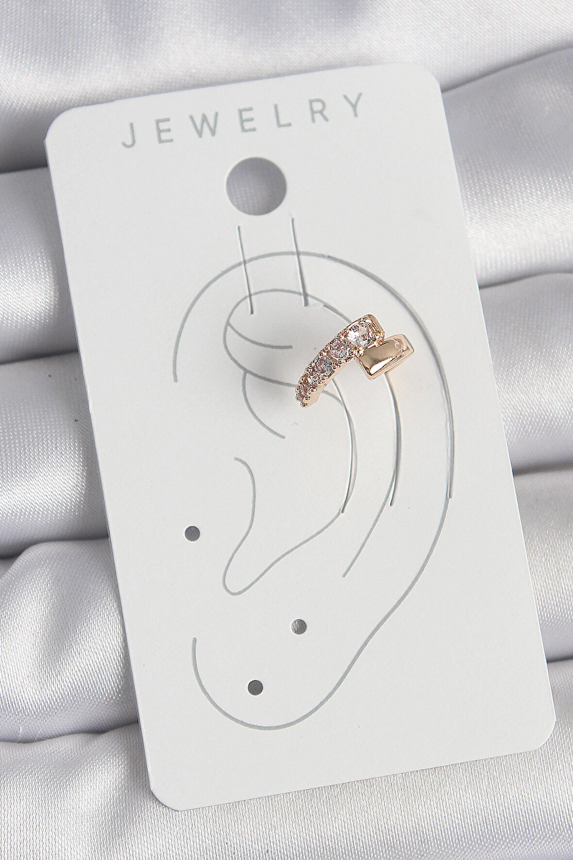 Zarif Kadın için Golden Pirinç Zirkonlu Model Kıkırdak Küpe