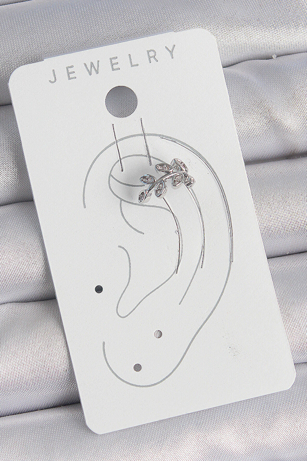 Zarif Kadın için Silver Pirinç Zirkonlu Yaprak Kıkırdak Küpe