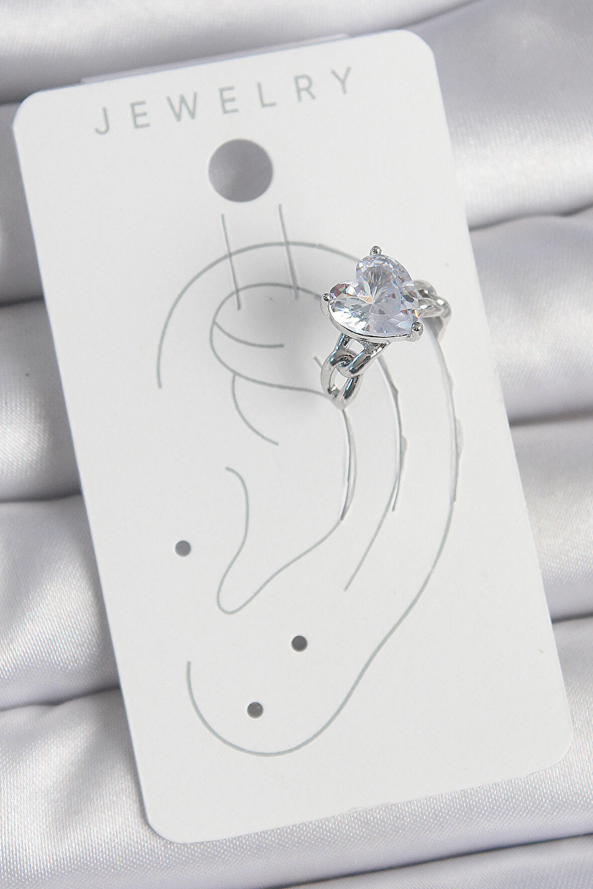 Zarif Kadın için Silver Pirinç Zirkonlu Kalp Kıkırdak Küpe