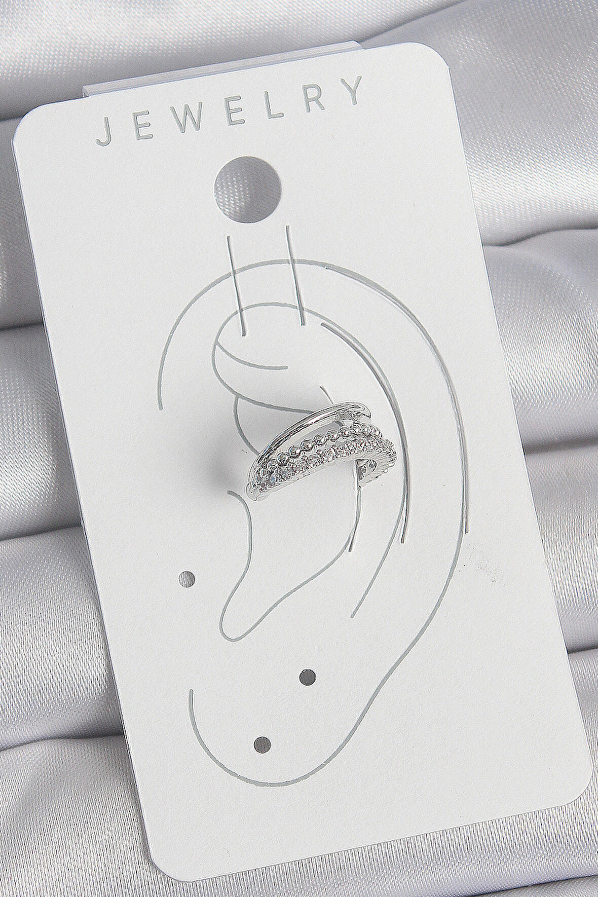 Zarif Kadın için Silver Pirinç Zirkonlu Üçlü Sıralı Stil Kıkırdak Küpe