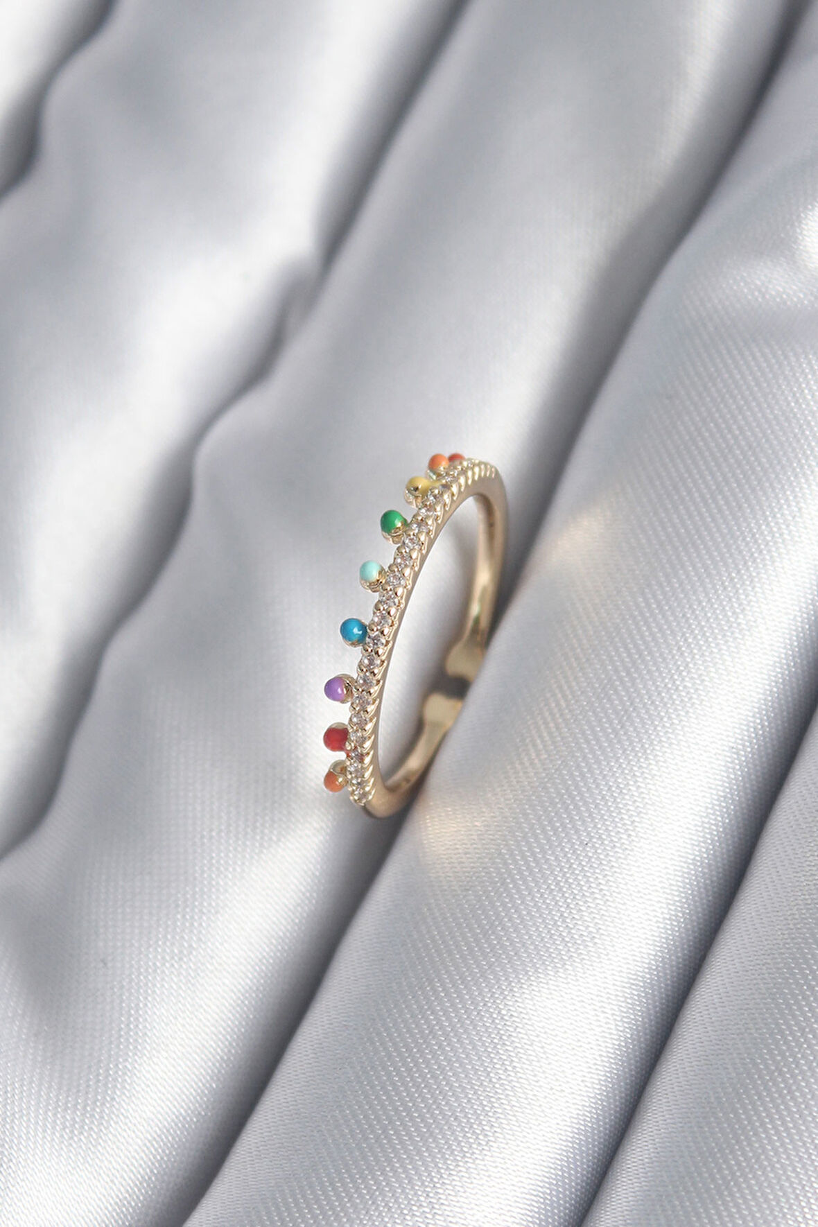 Zarif Kadın için Golden Pirinç Zirkonlu Model Yüzük