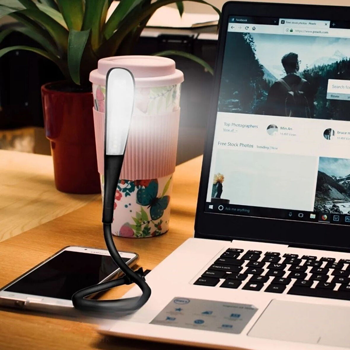 Büro Ev Ofis Hediyesi için 14LED 3MOD Ledli USB Girişli Siyah Dokunmatik Masa Lambası