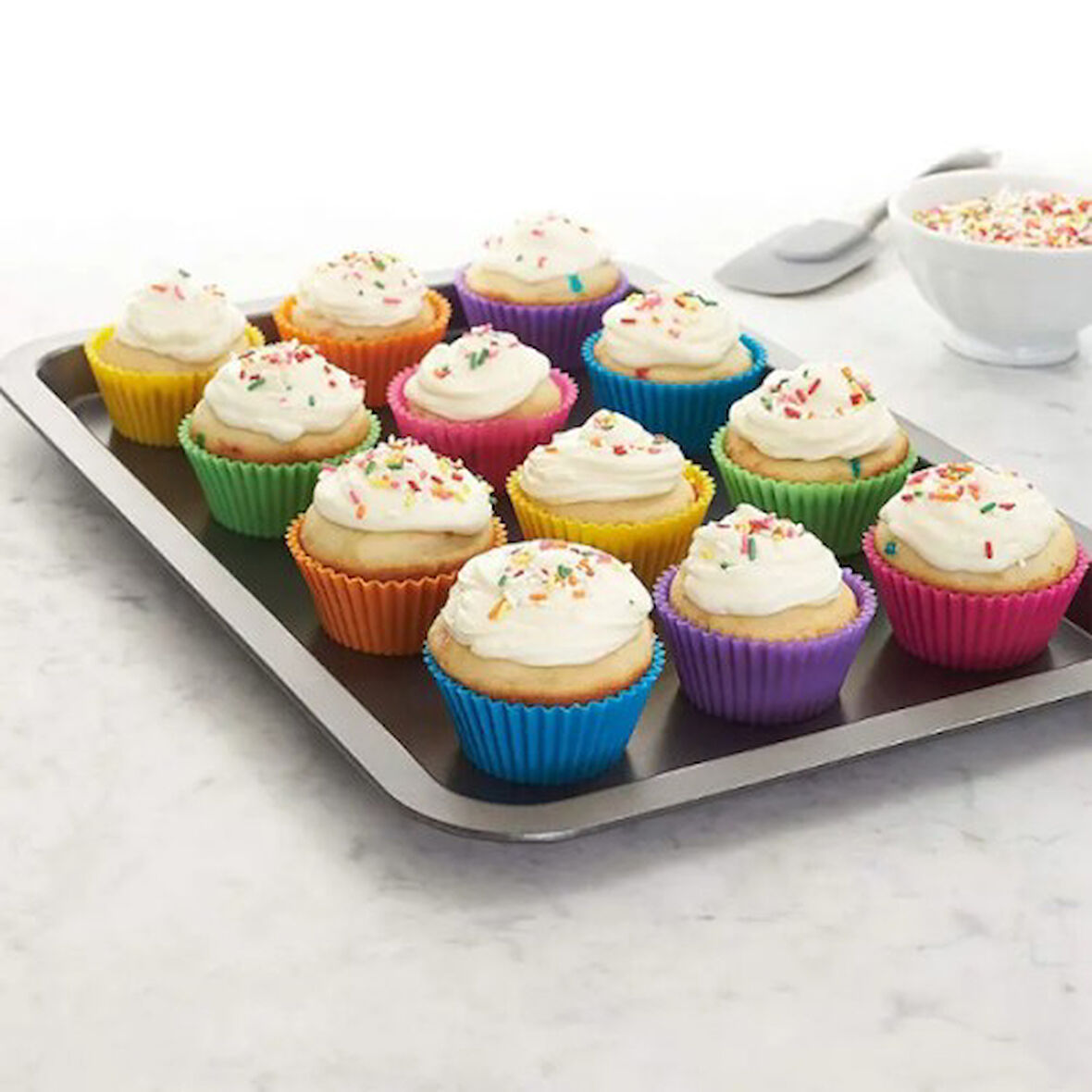 Büro Ev Ofis Mutfağı için 12PARÇA Silikon Muffin Kalıbı