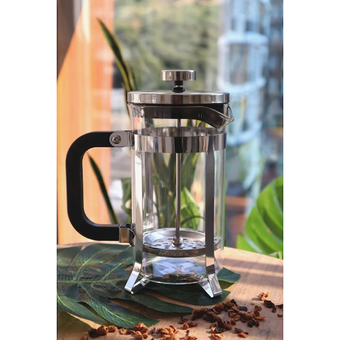 Büro Ev Ofis Çay Keyfi için 350ML Cam French Press Stil Çay Aparatı