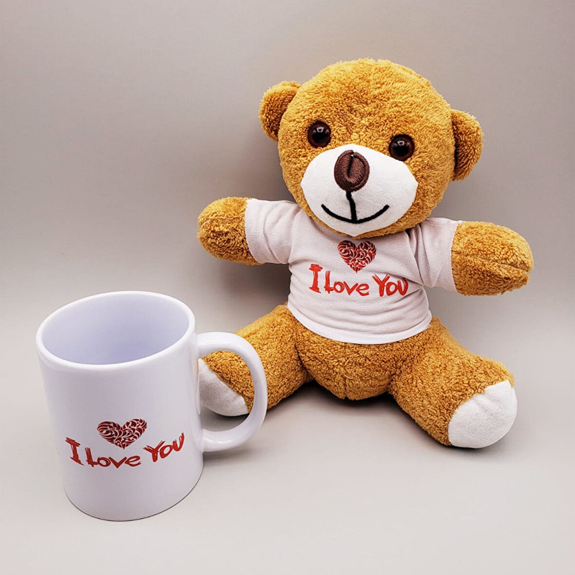 Büro Ev Ofis Hediyesi için Kahve I Love You Tişörtlü Ayıcıklı Kupa Bardak Seti 