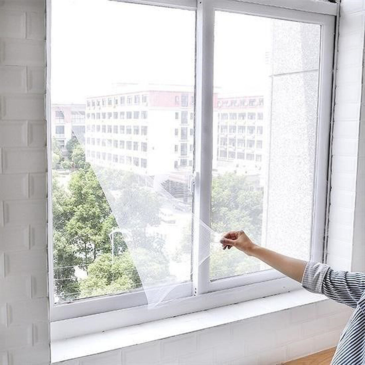Büro Ev Ofis Yazlık için Çift Kanat Cam Pencere Kapı Sinekliği