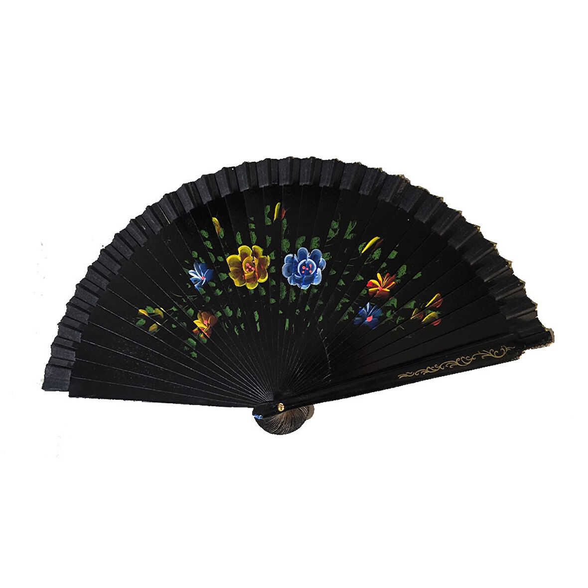 Büro Ev Ofis Gösteri Kostümü için 12ADET Siyah Çift Taraflı Bambu Yelpaze Seti