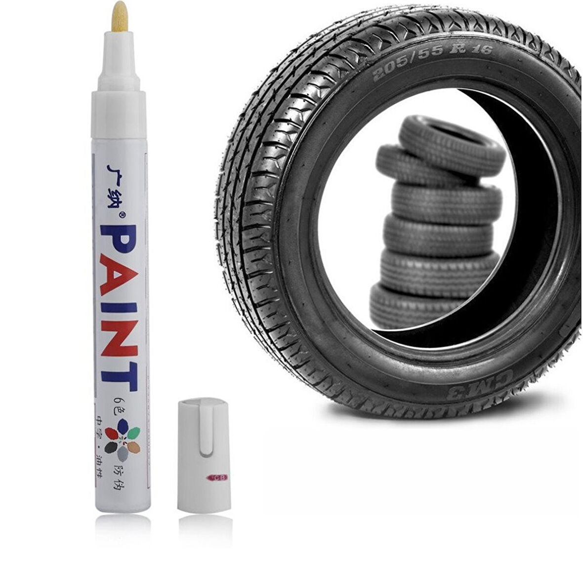 Büro Ev Ofis Arabası için Araç Lastiği Beyaz Oto Yazı Kalemi