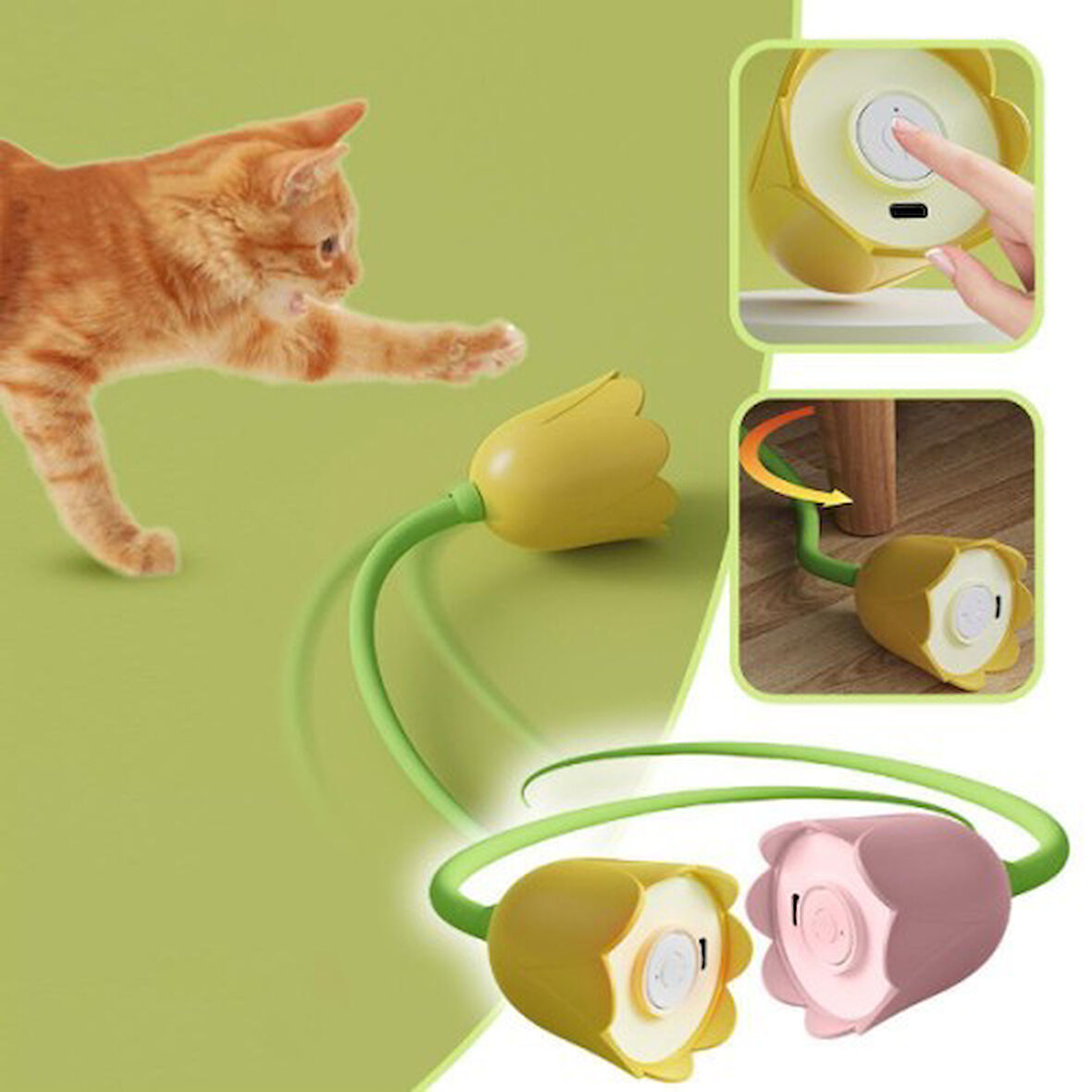 Büro Ev Ofis Evcil Pet Hayvanı için Hareketli Çiçek Kedi Oyuncağı