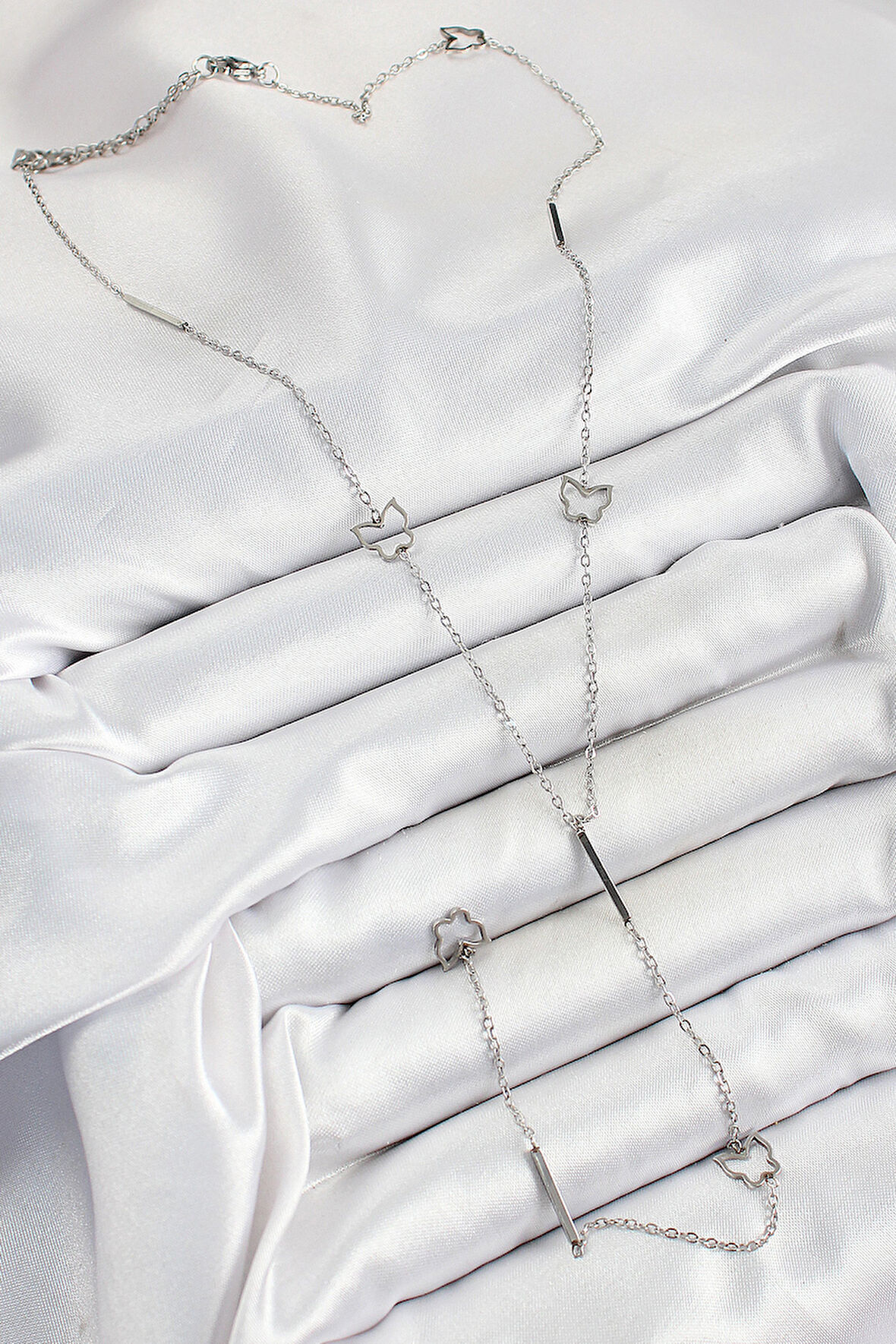 Zarif Kadın için Silver Çelik Zirkonlu Yıldız Stil Y Tip Kolye