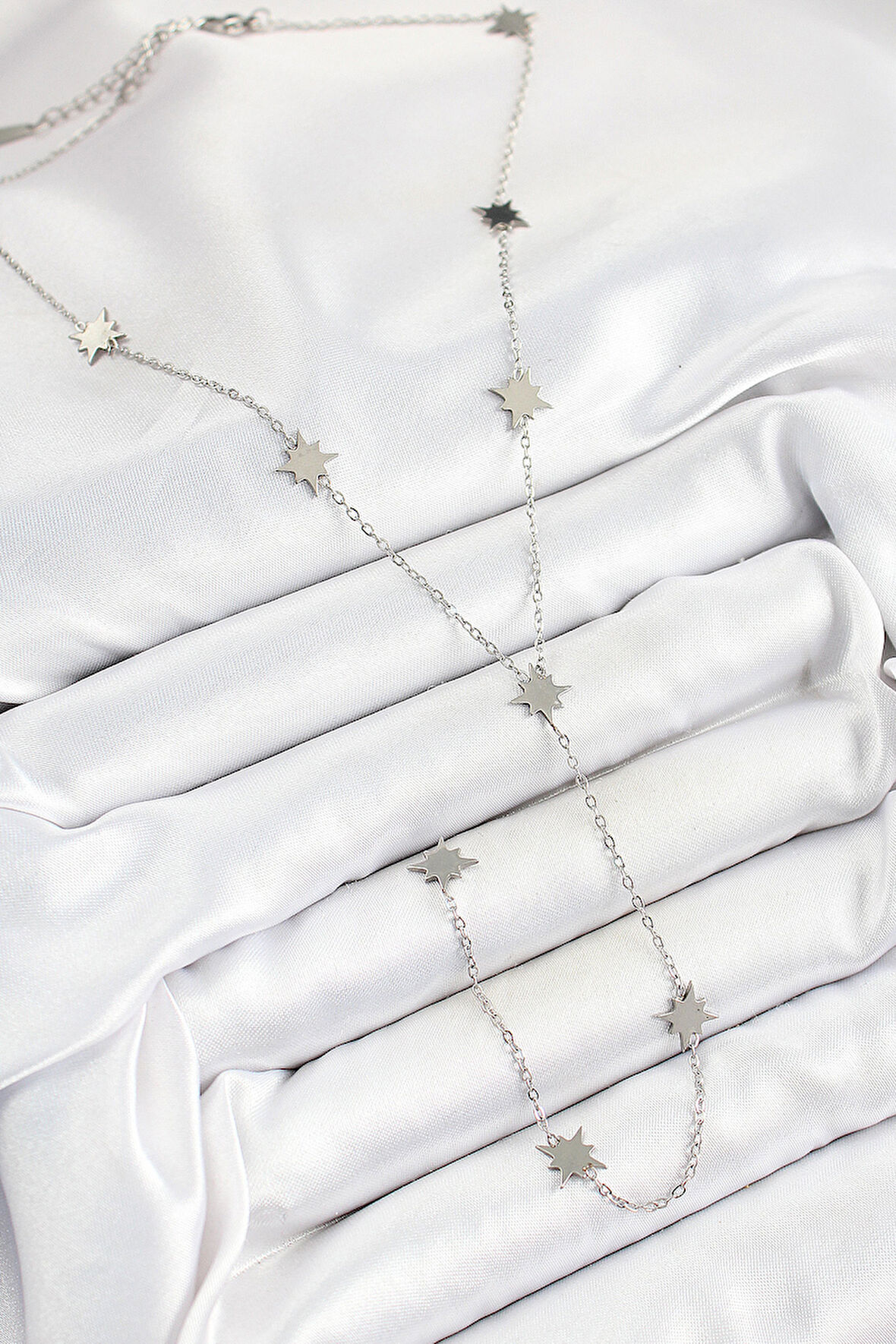 Zarif Kadın için Silver Çelik Zirkonlu Kutup Yıldızı Stil Y Tip Kolye