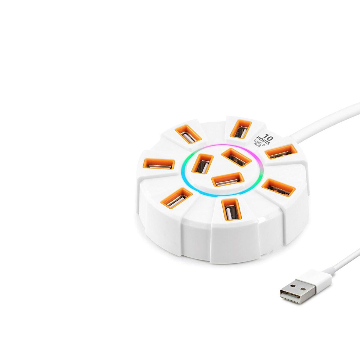 Büro Ev Ofis Network Bağlantısı için 1200CM Beyaz 10 USB Girişli Hub