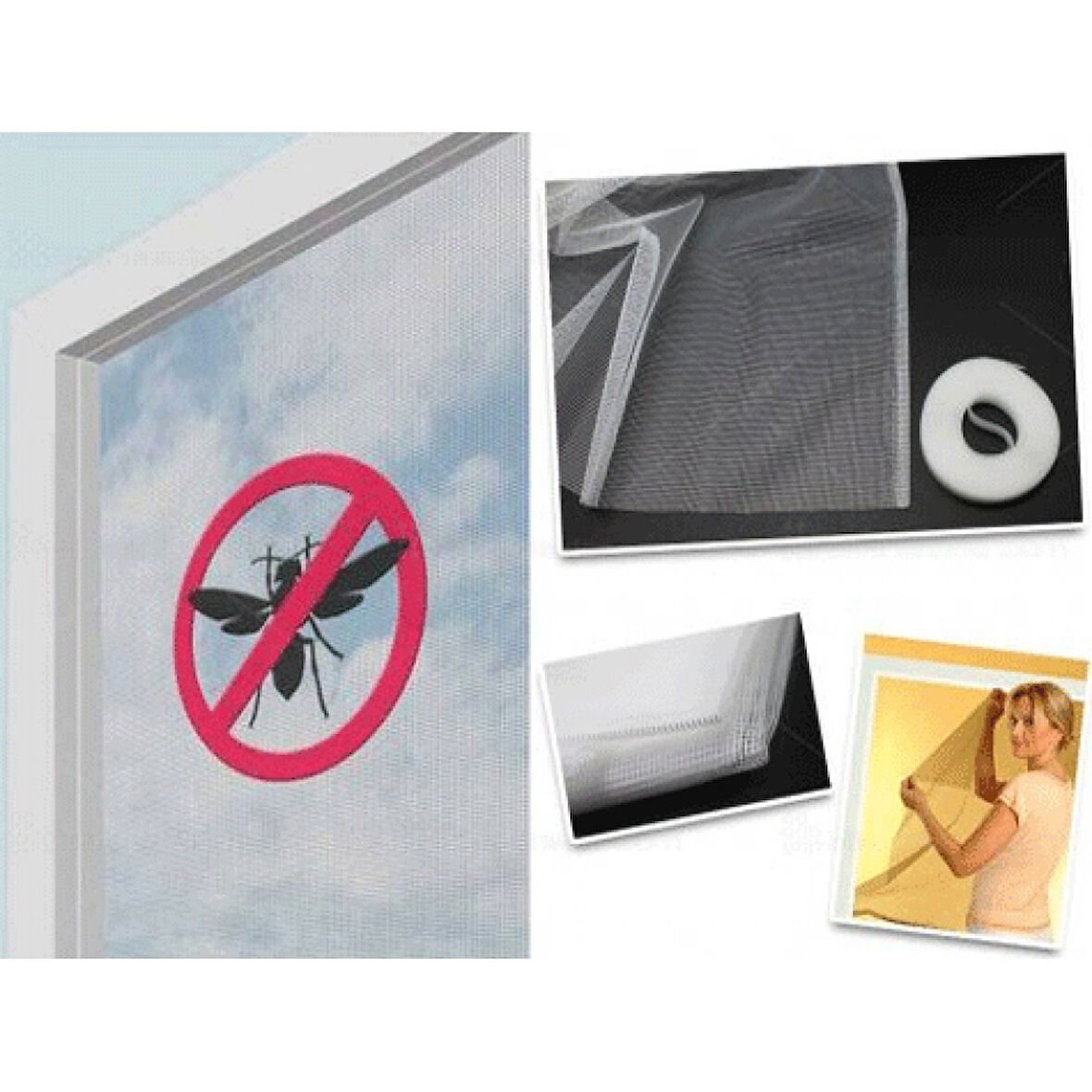 Büro Ev Ofis Haşeresi için 100X150CM Beyaz Pencere Cam Sinekliği