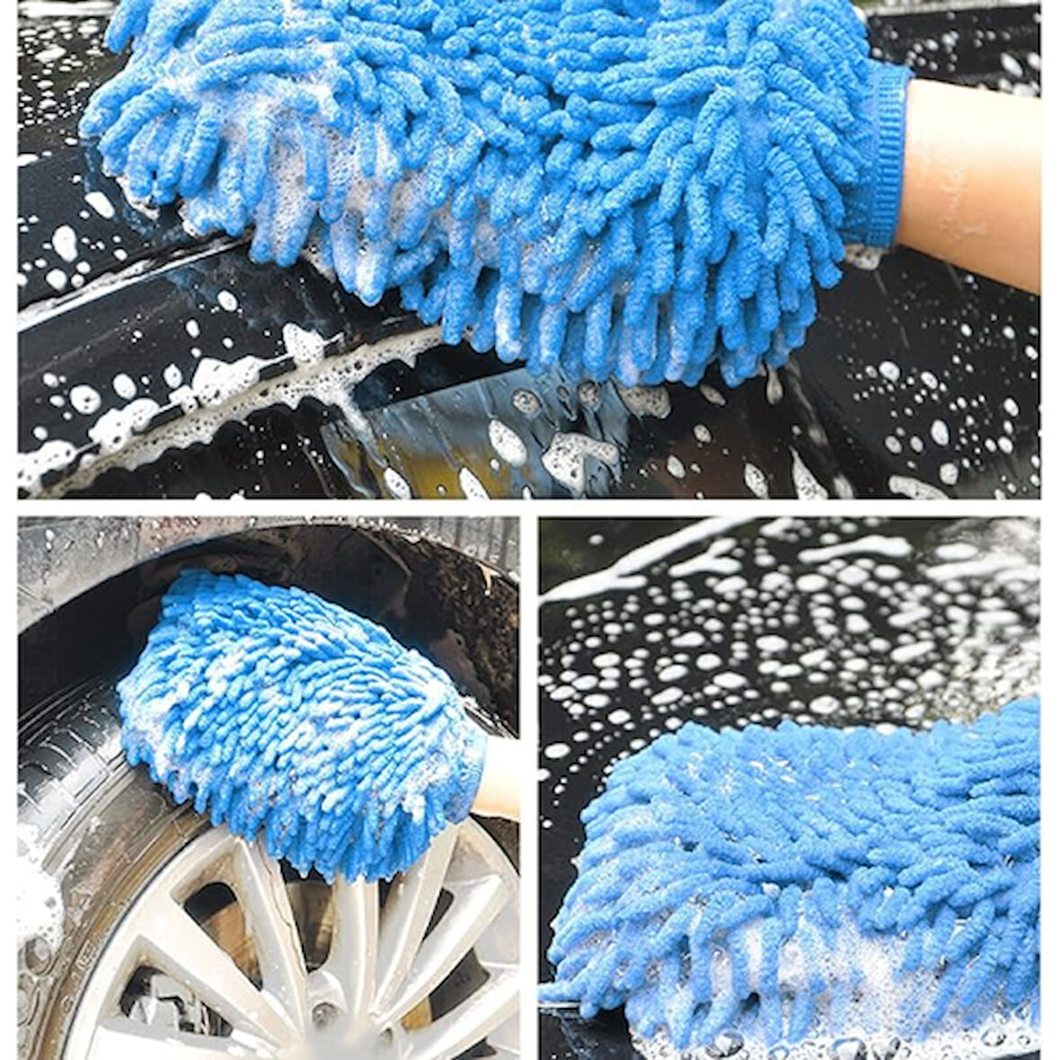 Büro Ev Ofis Arabası Bakımı için Araç Dışı Mikrofiber Oto Yıkama Eldiveni