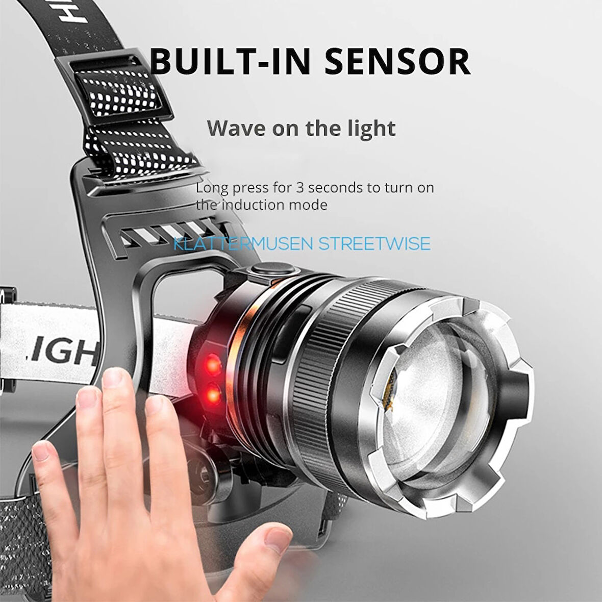 Büro Ev Ofis İş Güvenliği için Şarjlı Sensörlü Zoomlu Kafa Lambası