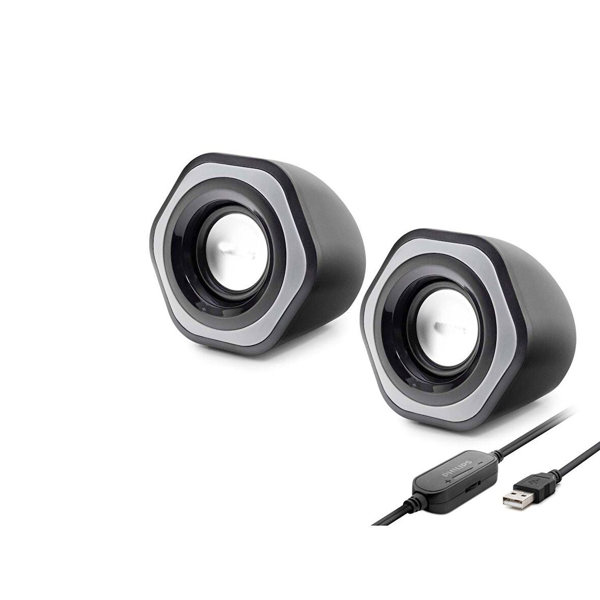 Büro Ev Ofis Bilgisayar için 1+1 Siyah Usb 3.5MM Ses Kontrol Hoparlörü