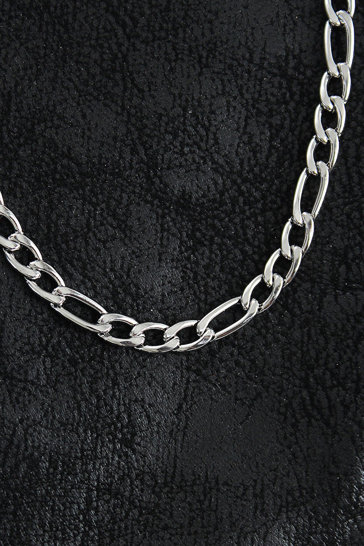 Bakımlı Erkek için Silver Çelik Kalın Figaro Zincir Stil Kolye