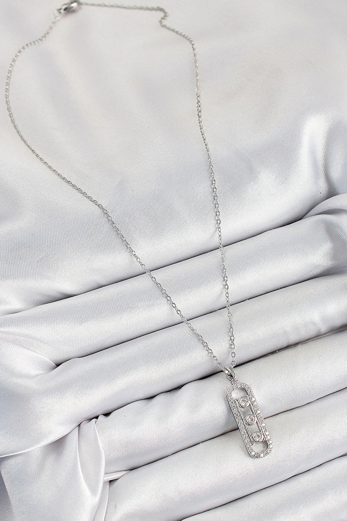 Zarif Kadın için Silver Çelik Zirkonlu Messika Stil Kolye