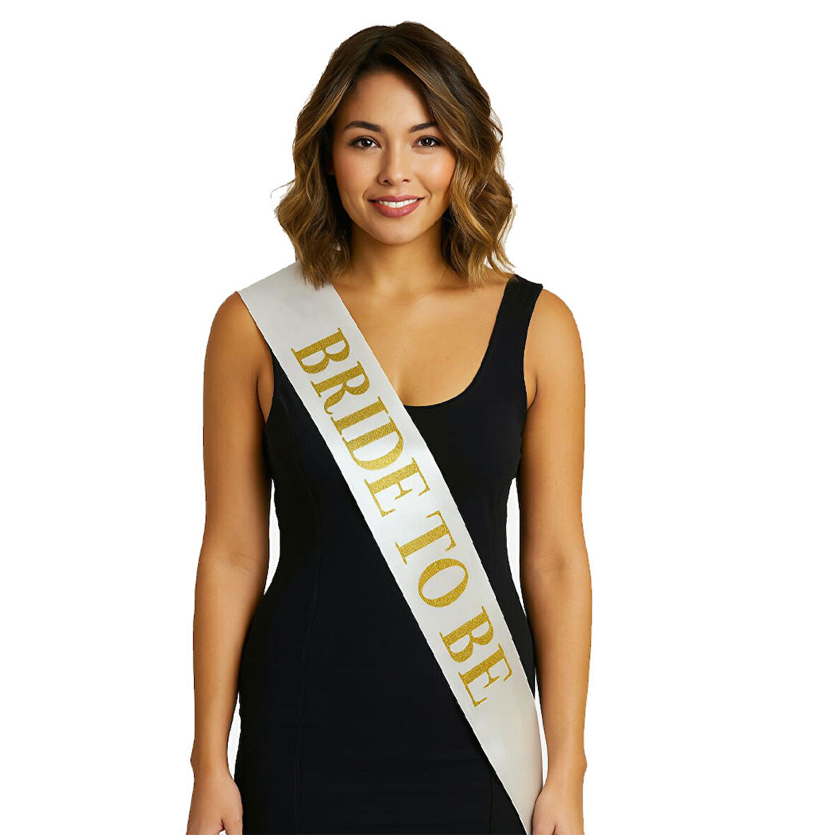 Büro Ev Ofis Etkinliği için Beyaz Üstü Golden Bride To Be Yazılı Saten Bekarlığa Veda Kuşağı