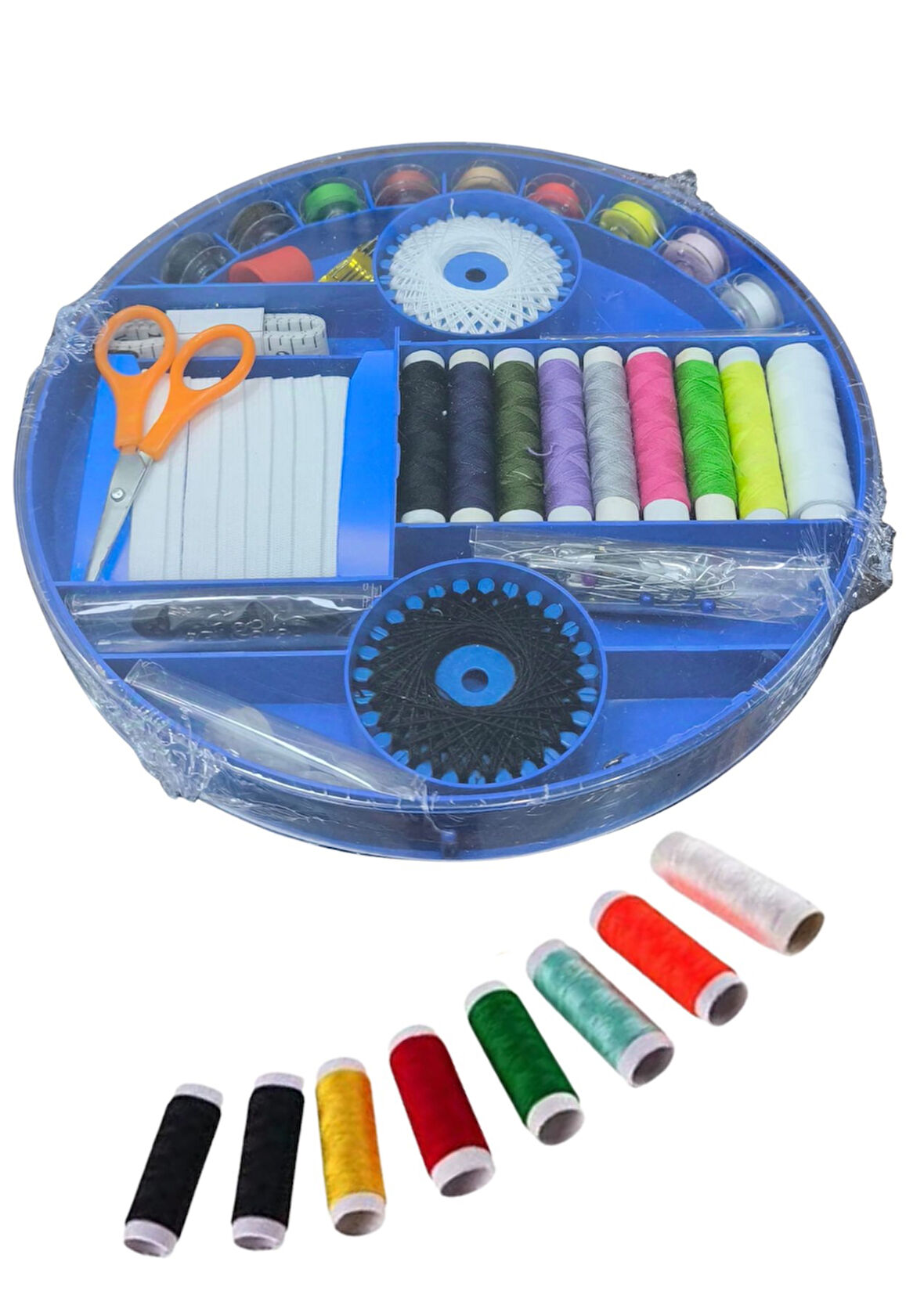 Büro Ev Ofis Hobi Dikiş Atölyesi için Yuvarlak Plastik Dikiş İplik Seti