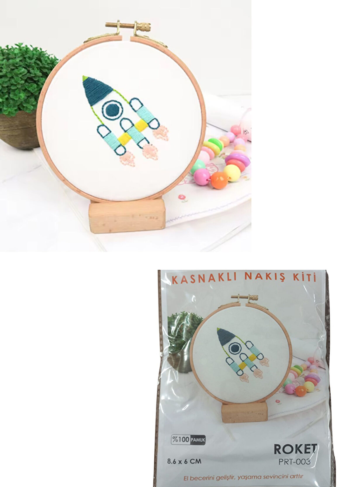 Büro Ev Ofis Hobi Dikiş Atölyesi için 8,6X6CM Roket Stil Kasnaklı Nakış Kiti