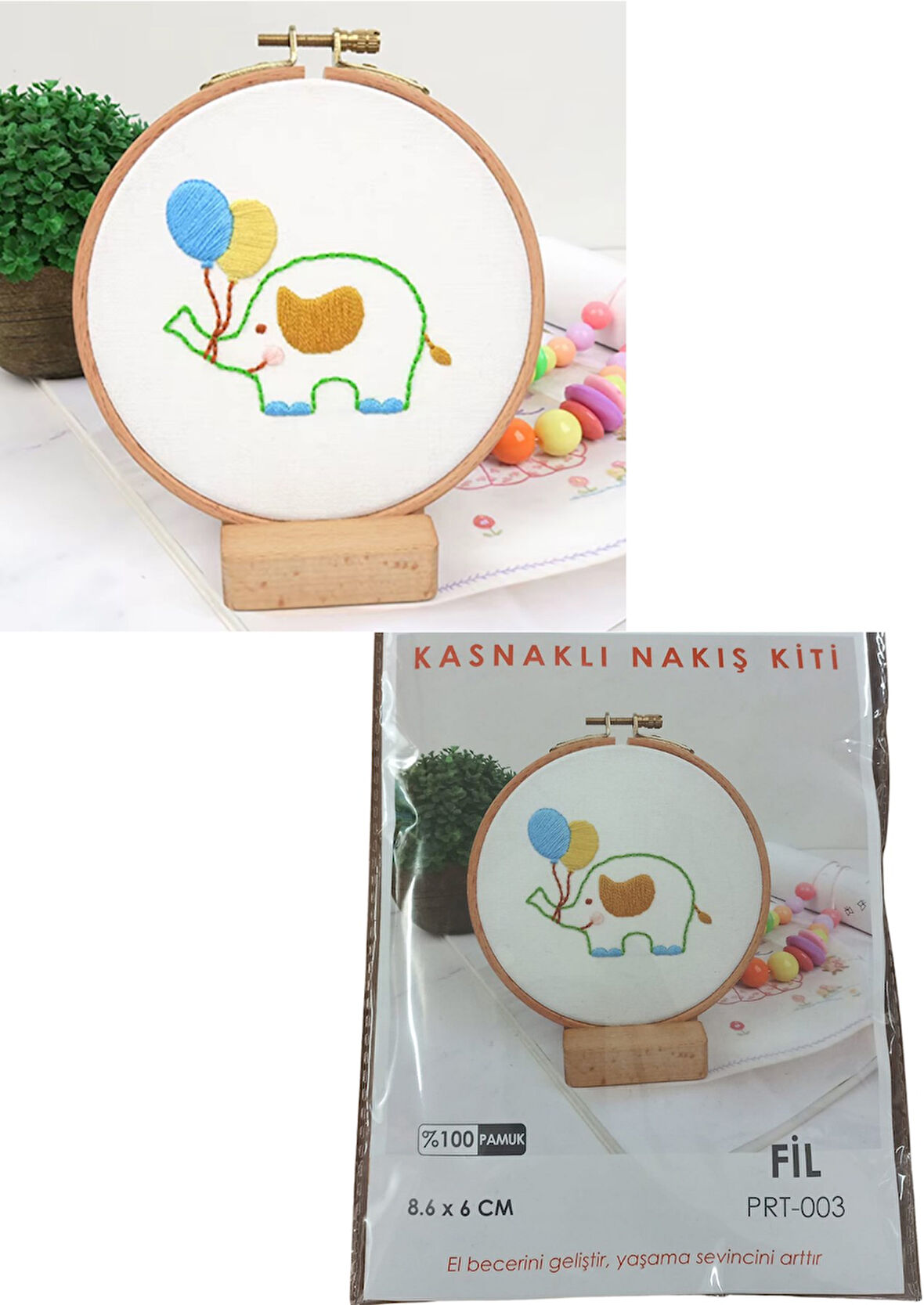 Büro Ev Ofis Hobi Dikiş Atölyesi için 8,6X6CM Fil Stil Kasnaklı Nakış Kiti