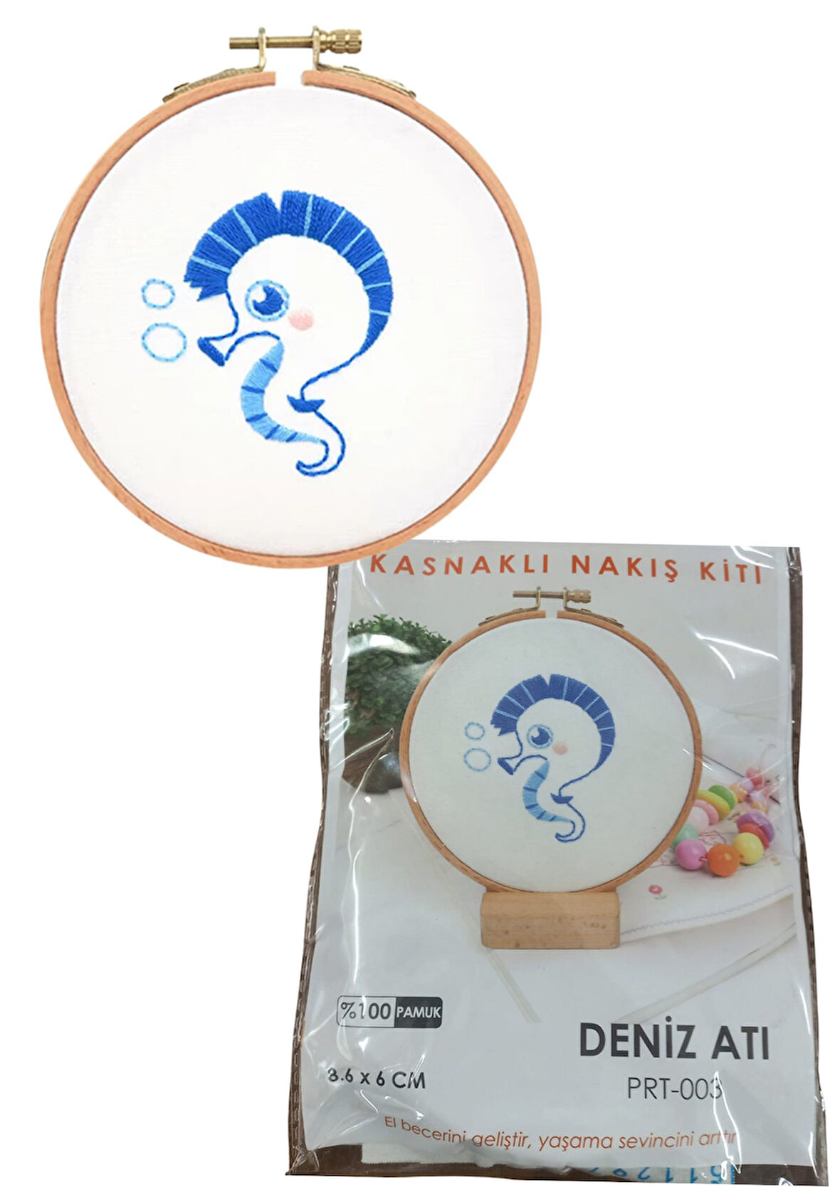 Büro Ev Ofis Hobi Dikiş Atölyesi için 8,6X6CM Deniz Atı Stil Kasnaklı Nakış Kiti