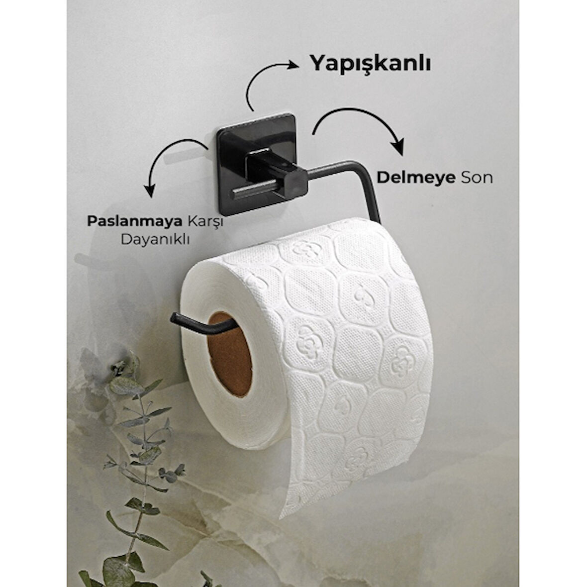 Büro Ev Ofis Banyo Düzeni için Siyah Metal Tuvalet Kağıt Tutucu Aparat