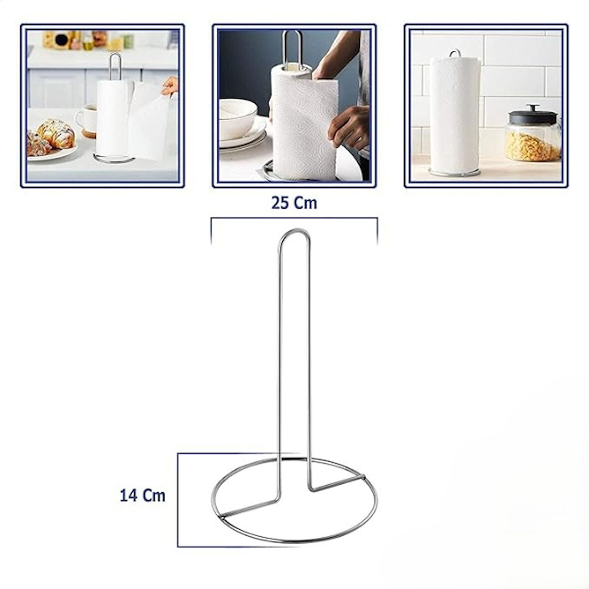 Büro Ev Ofis Mutfak Düzeni için Krom Dik Kağıt Havlu Tutucu Havluluk